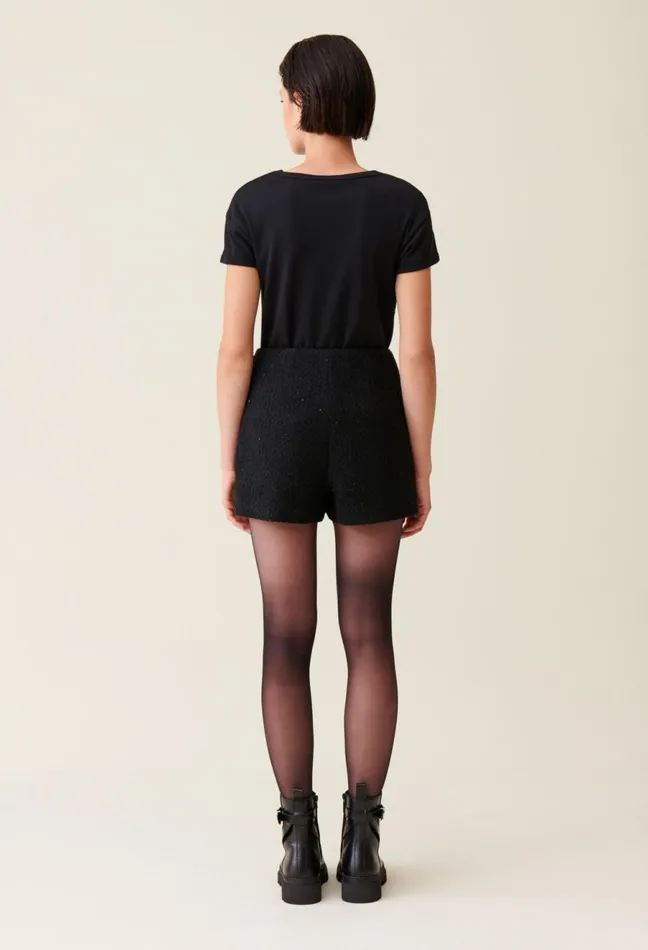 Claudie Pierlot Straight Black Tweed Shorts Women Skirts And Shorts Claudie Pierlot Straight Black Tweed Shorts Women Skirts And Shorts