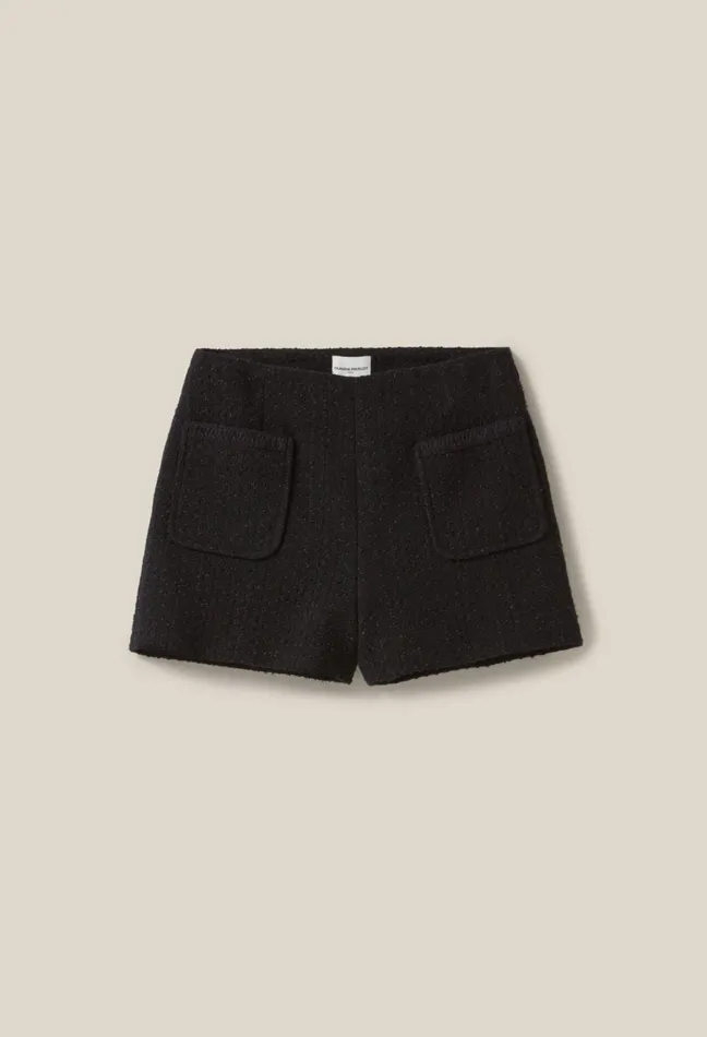 Claudie Pierlot Straight Black Tweed Shorts Women Skirts And Shorts Claudie Pierlot Straight Black Tweed Shorts Women Skirts And Shorts