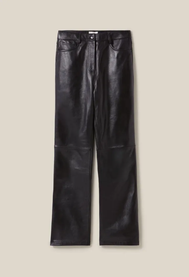 Claudie Pierlot Straight Leather Trousers Black Women Jeans And Trousers Claudie Pierlot Straight Leather Trousers Black Women Jeans And Trousers