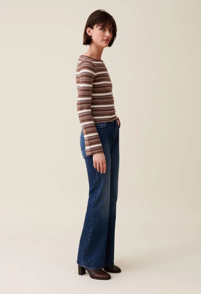 Claudie Pierlot Striped Flared Sleeve Jumper Multicolored Women Knitwear And Cardigans