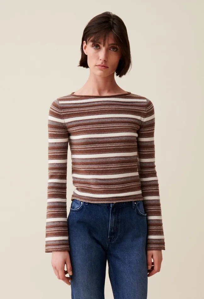 Claudie Pierlot Striped Flared Sleeve Jumper Multicolored Women Knitwear And Cardigans