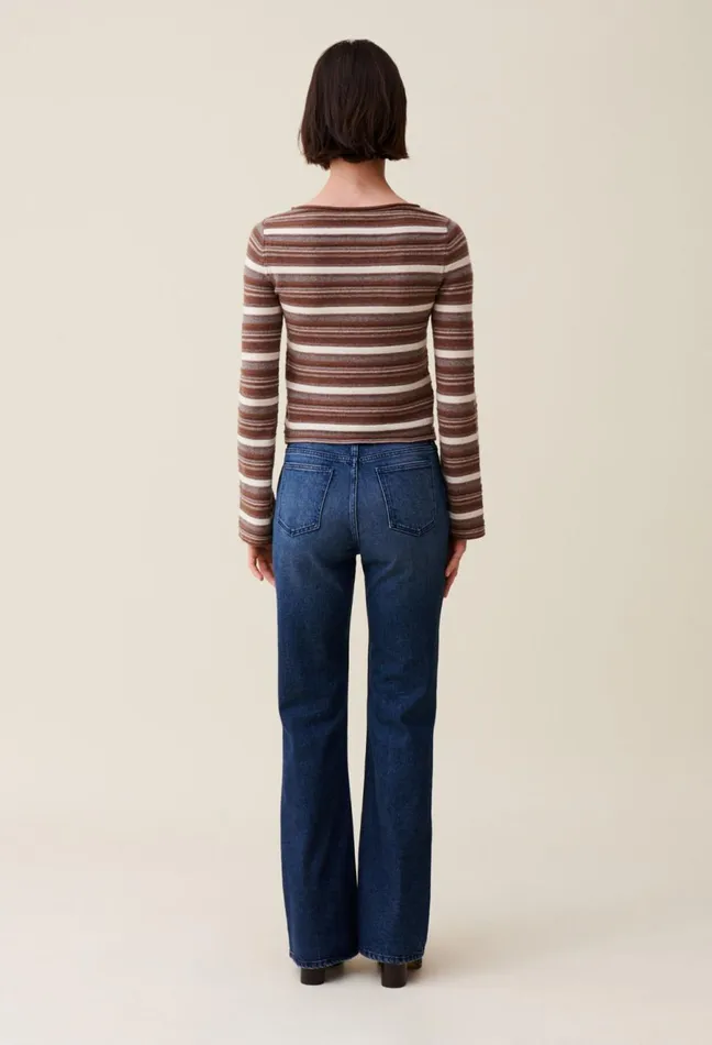 Claudie Pierlot Striped Flared Sleeve Jumper Multicolored Women Knitwear And Cardigans