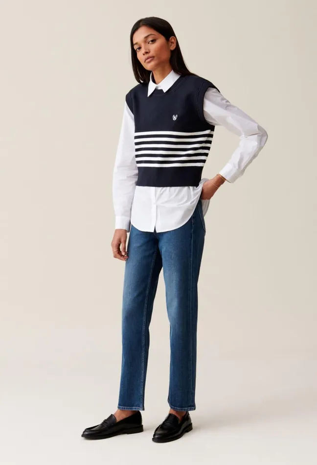 Claudie Pierlot Striped Toto Sleeveless Top Dualcolor Women Knitwear And Cardigans Claudie Pierlot Striped Toto Sleeveless Top Dualcolor Women Knitwear And Cardigans