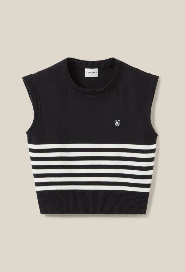 Claudie Pierlot Striped Toto Sleeveless Top Dualcolor Women Knitwear And Cardigans Claudie Pierlot Striped Toto Sleeveless Top Dualcolor Women Knitwear And Cardigans