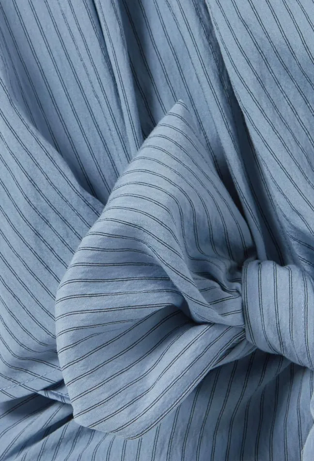 Claudie Pierlot Striped Wrap Blouse Sky Blue Women Tops And Shirts Claudie Pierlot Striped Wrap Blouse Sky Blue Women Tops And Shirts