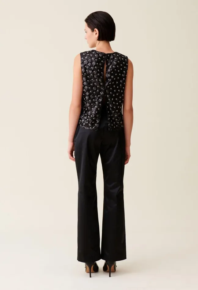 Claudie Pierlot Top Embroidered Sequins Open Back Black Women Tops And Shirts Claudie Pierlot Top Embroidered Sequins Open Back Black Women Tops And Shirts