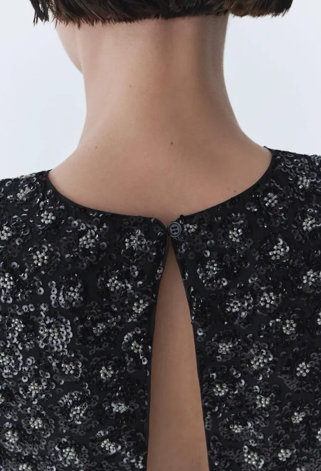 Claudie Pierlot Top Embroidered Sequins Open Back Black Women Tops And Shirts Claudie Pierlot Top Embroidered Sequins Open Back Black Women Tops And Shirts