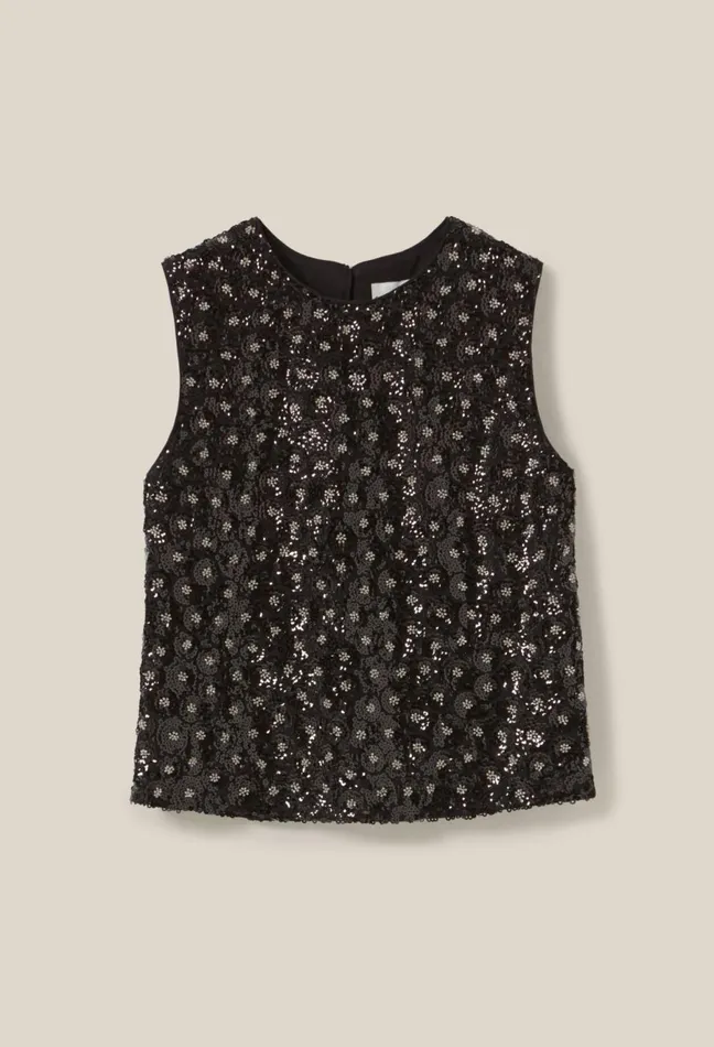 Claudie Pierlot Top Embroidered Sequins Open Back Black Women Tops And Shirts Claudie Pierlot Top Embroidered Sequins Open Back Black Women Tops And Shirts