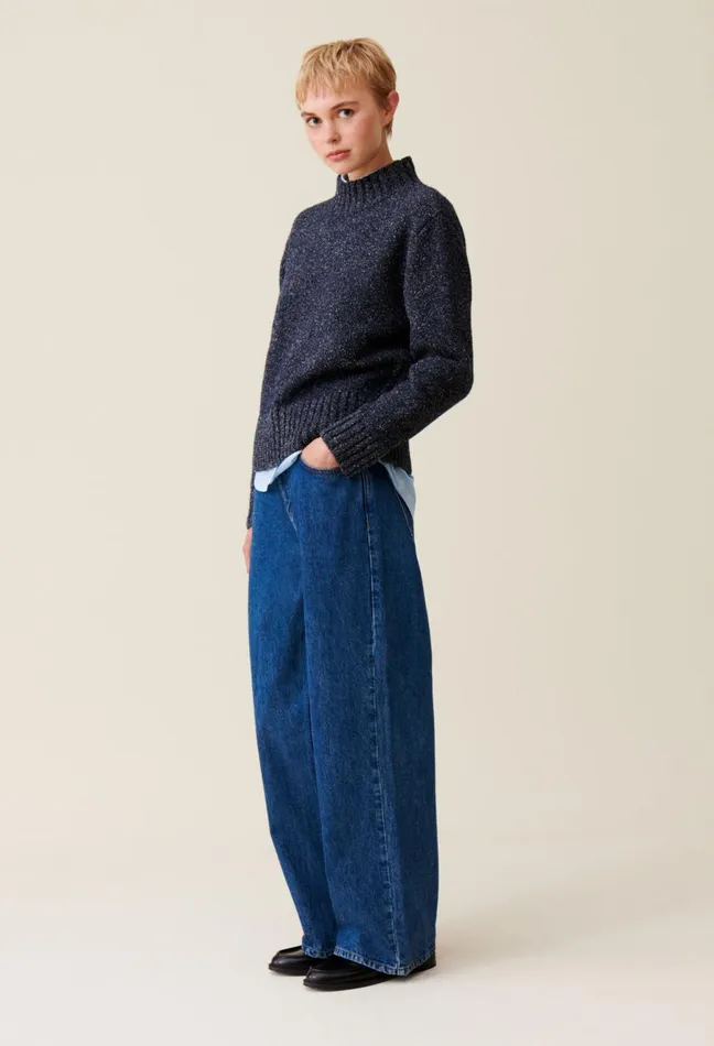 Claudie Pierlot Turtleneck Sweater Navy Women Knitwear And Cardigans