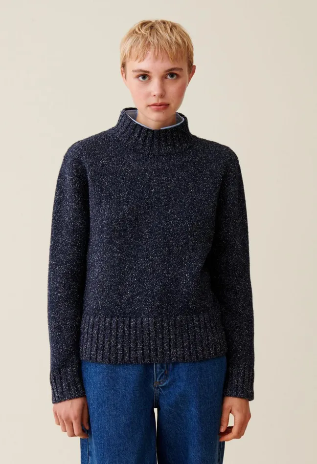 Claudie Pierlot Turtleneck Sweater Navy Women Knitwear And Cardigans
