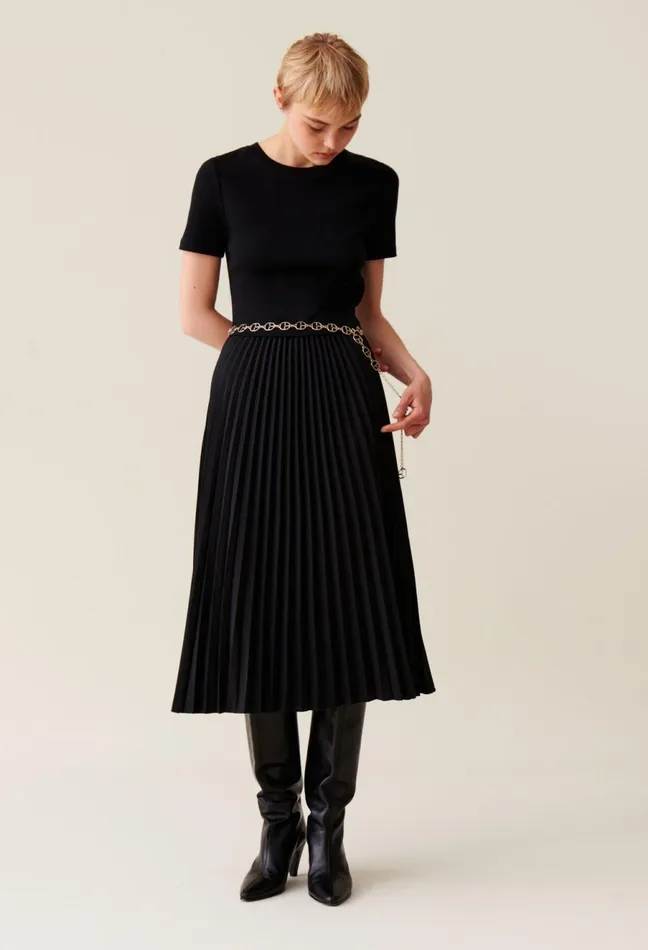 Claudie Pierlot Twist DualFabric Dress Black Women Dresses