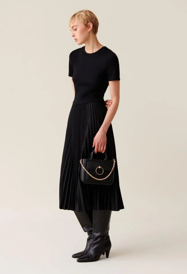 Claudie Pierlot Twist DualFabric Dress Black Women Dresses Claudie Pierlot Twist DualFabric Dress Black Women Dresses