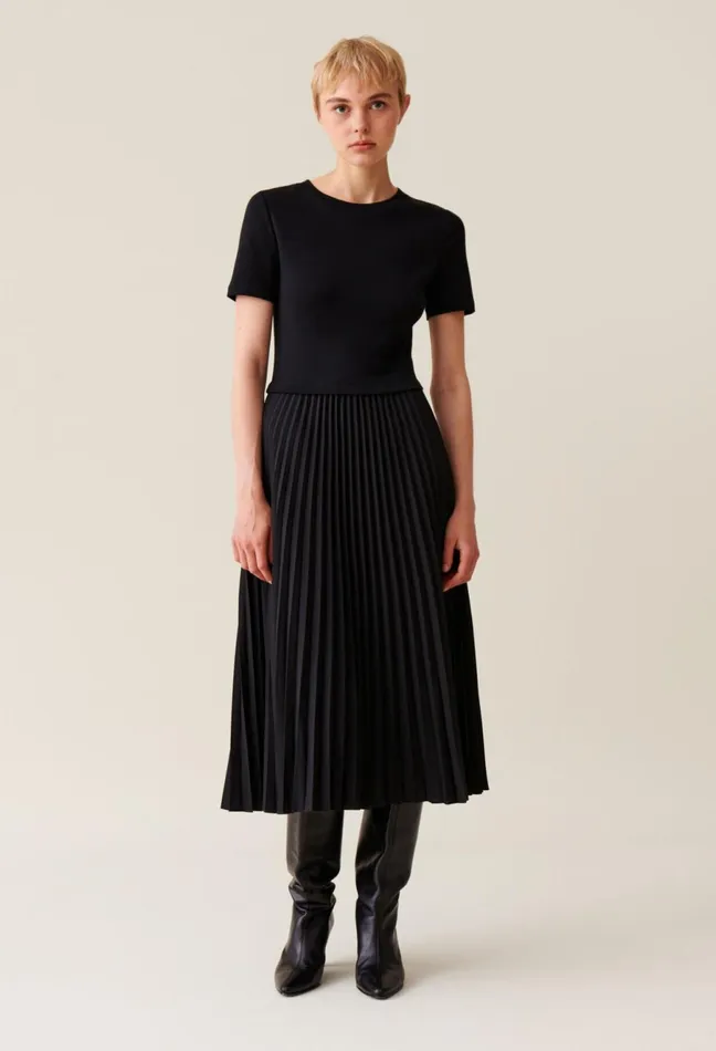 Claudie Pierlot Twist DualFabric Dress Black Women Dresses Claudie Pierlot Twist DualFabric Dress Black Women Dresses