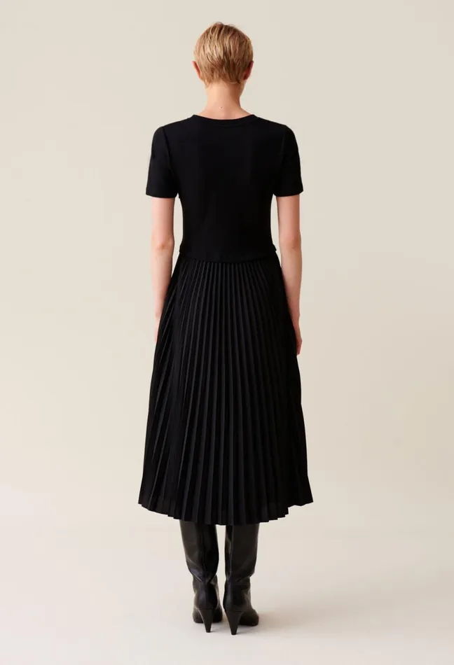 Claudie Pierlot Twist DualFabric Dress Black Women Dresses Claudie Pierlot Twist DualFabric Dress Black Women Dresses