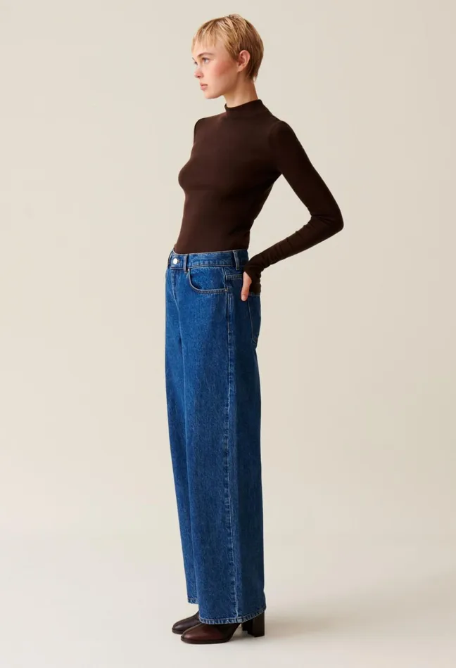 Claudie Pierlot Wool Top With Long Sleeves Chocolate Women Knitwear And Cardigans
