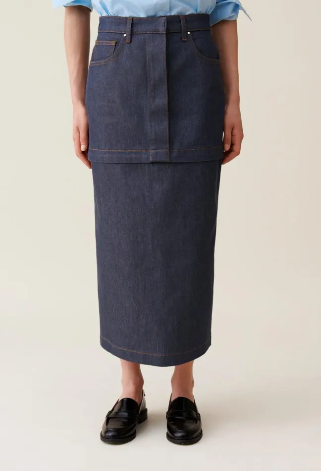 Claudie Pierlot Zip Modular Denim Skirt Denim Raw Women Skirts And Shorts Claudie Pierlot Zip Modular Denim Skirt Denim Raw Women Skirts And Shorts