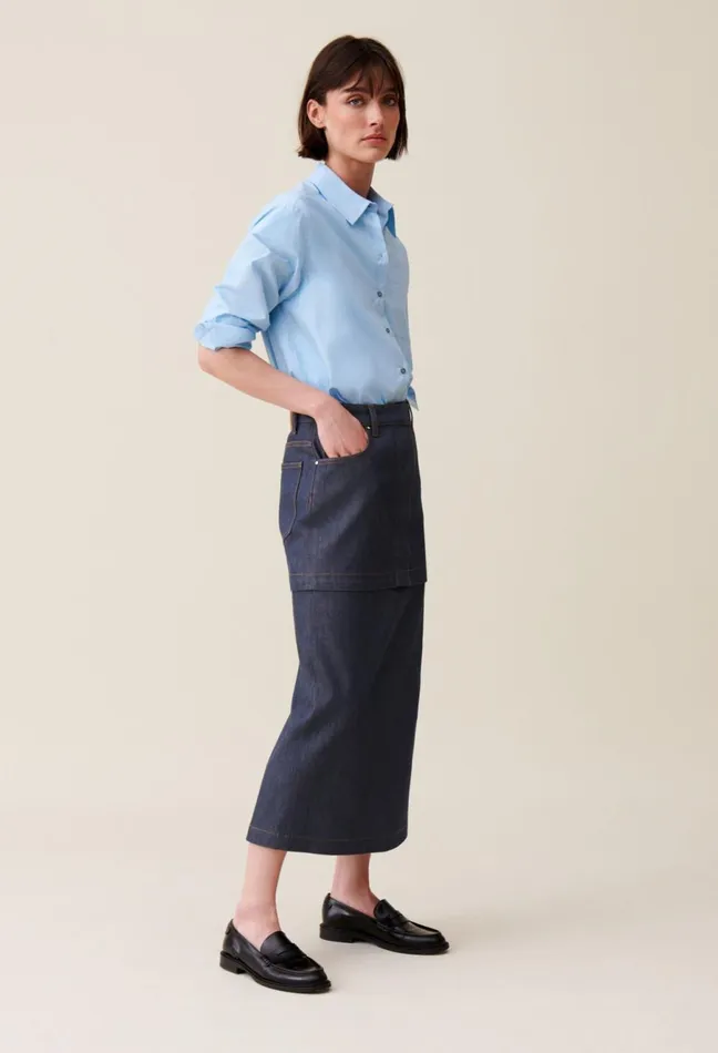 Claudie Pierlot Zip Modular Denim Skirt Denim Raw Women Skirts And Shorts Claudie Pierlot Zip Modular Denim Skirt Denim Raw Women Skirts And Shorts