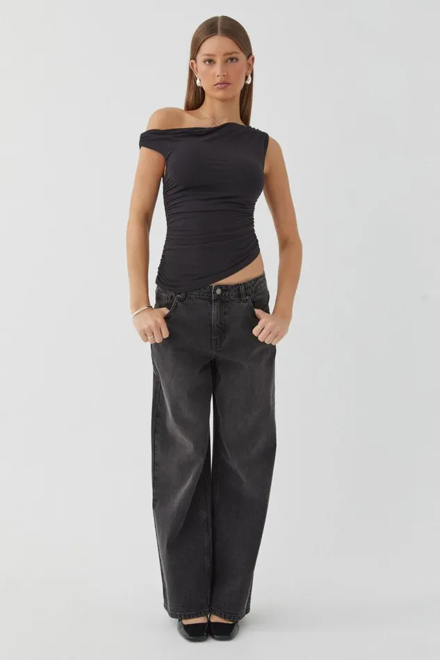 Clothing Supr Going Out Tops Soft Mia Ruched Top Black