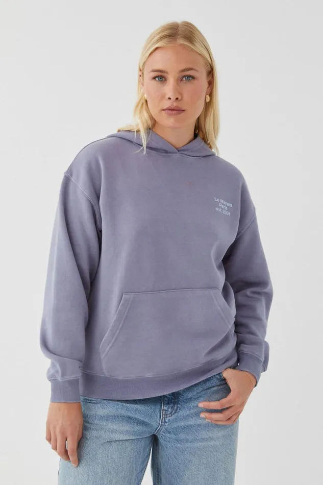 Clothing Supr Hoodies and Trackies Paige Oversized Printed Hoodie Washed Cool Bluele Marais