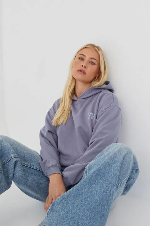Clothing Supr Hoodies and Trackies Paige Oversized Printed Hoodie Washed Cool Bluele Marais