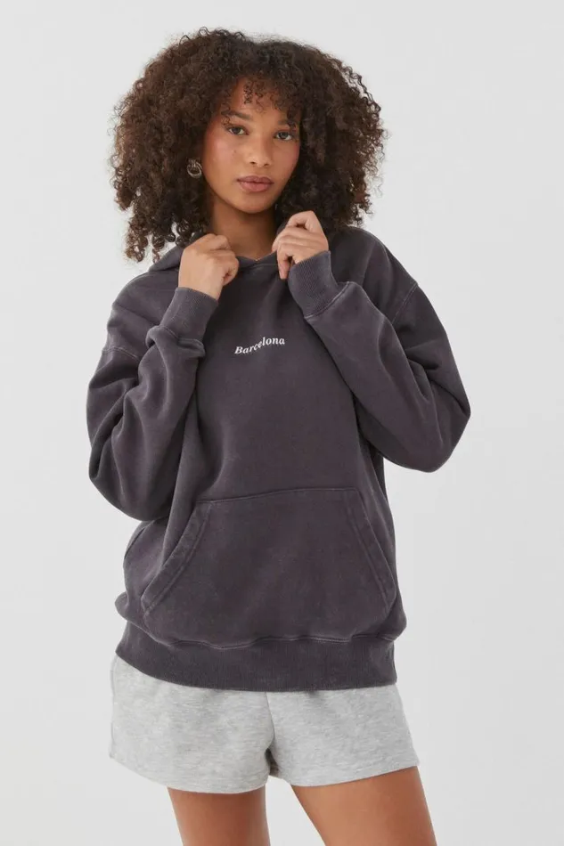 Clothing Supr Hoodies and Trackies Paige Oversized Printed Hoodie Washed Phantombarcelona