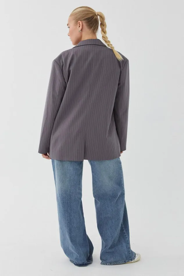 Clothing Supr Jackets and Puffers Harley Baggy Blazer Iron Grey Pinstripe