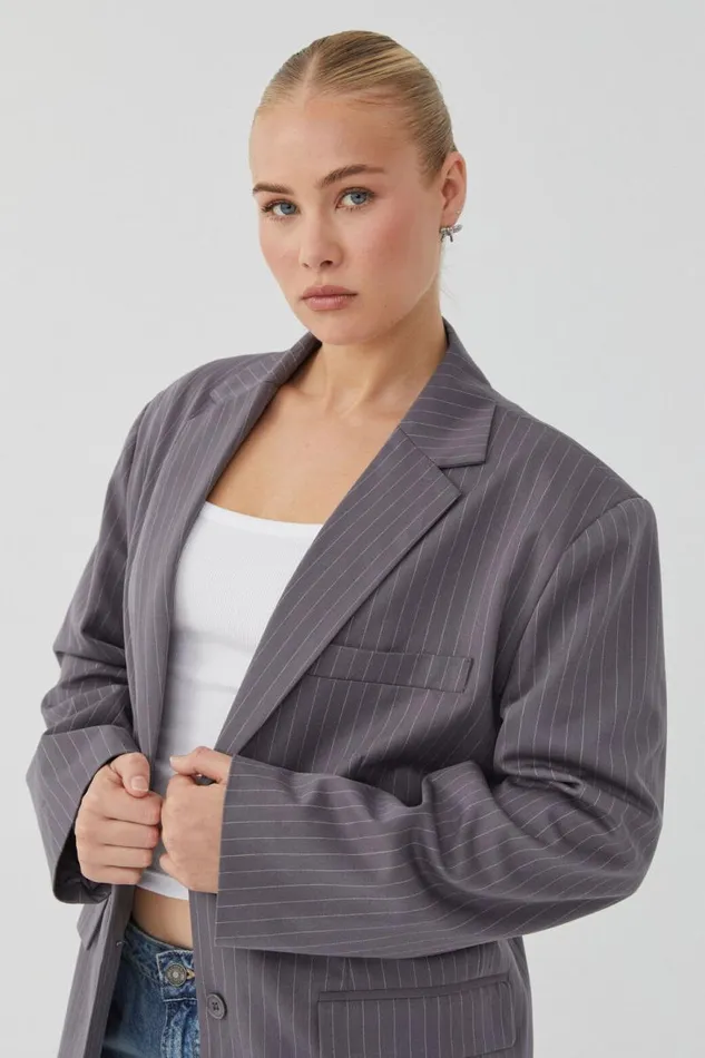 Clothing Supr Jackets and Puffers Harley Baggy Blazer Iron Grey Pinstripe