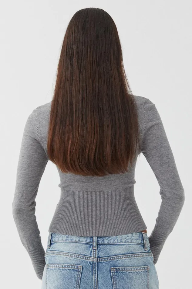 Clothing Supr Knitwear Cassie Button Through Knit Cardi Dark Grey Marle