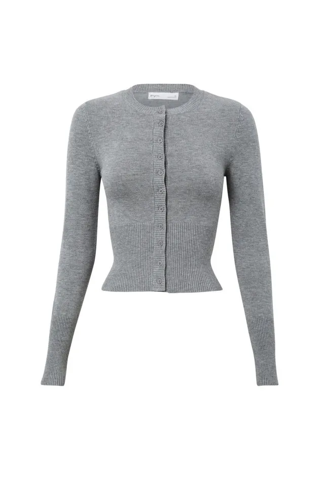 Clothing Supr Knitwear Cassie Button Through Knit Cardi Dark Grey Marle