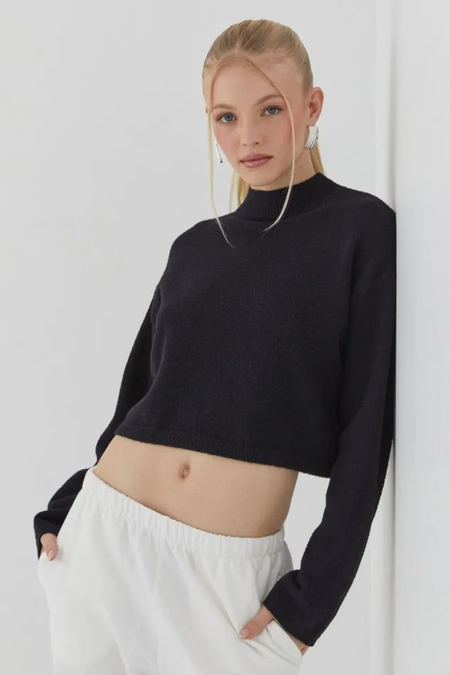 Clothing Supr Knitwear Marley Mock Neck Knit Jumper Black