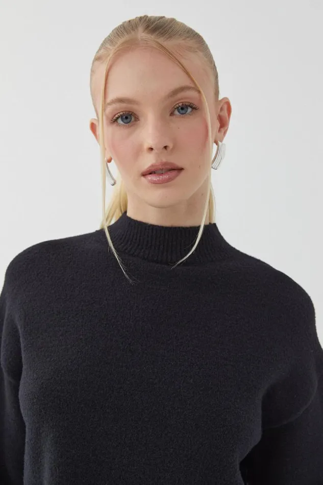 Clothing Supr Knitwear Marley Mock Neck Knit Jumper Black