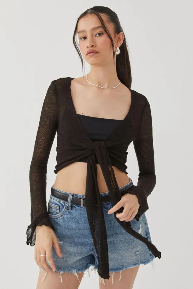 Clothing Supr Knitwear Paris Tie Front Knit Black