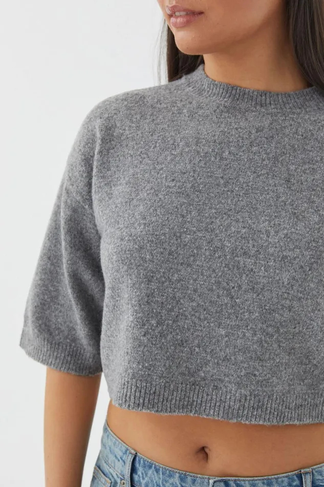 Clothing Supr Knitwear Tori Short Sleeve Knit Charcoal Marle