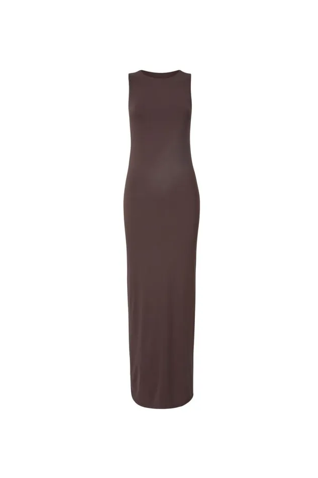 Clothing Supr Luxe Essentials Luxe Open Back Maxi Dress Espresso Brown