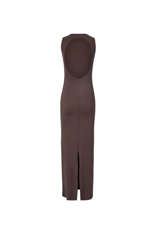 Clothing Supr Luxe Essentials Luxe Open Back Maxi Dress Espresso Brown