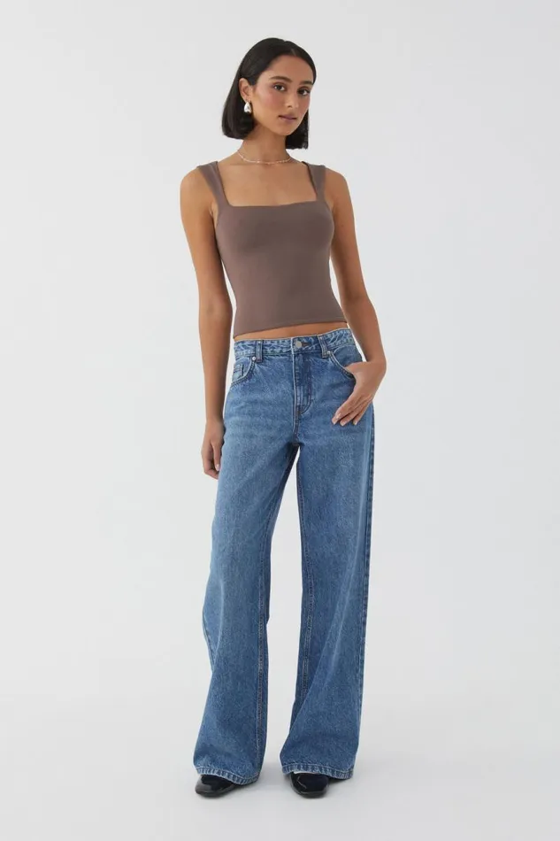 Clothing Supr Luxe Essentials Luxe Open Neck Top Brown Carob
