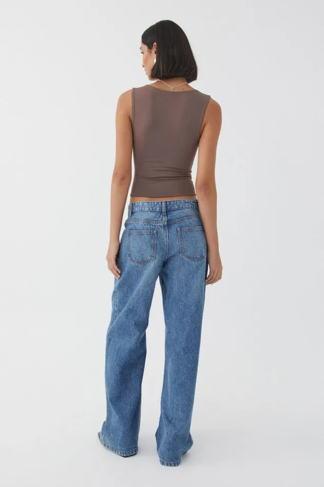 Clothing Supr Luxe Essentials Luxe Open Neck Top Brown Carob