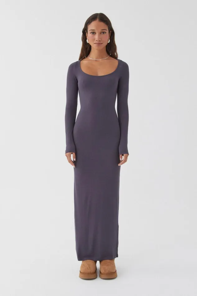 Clothing Supr Maxi Dresses Bridget Long Sleeve Dress Gun Metal