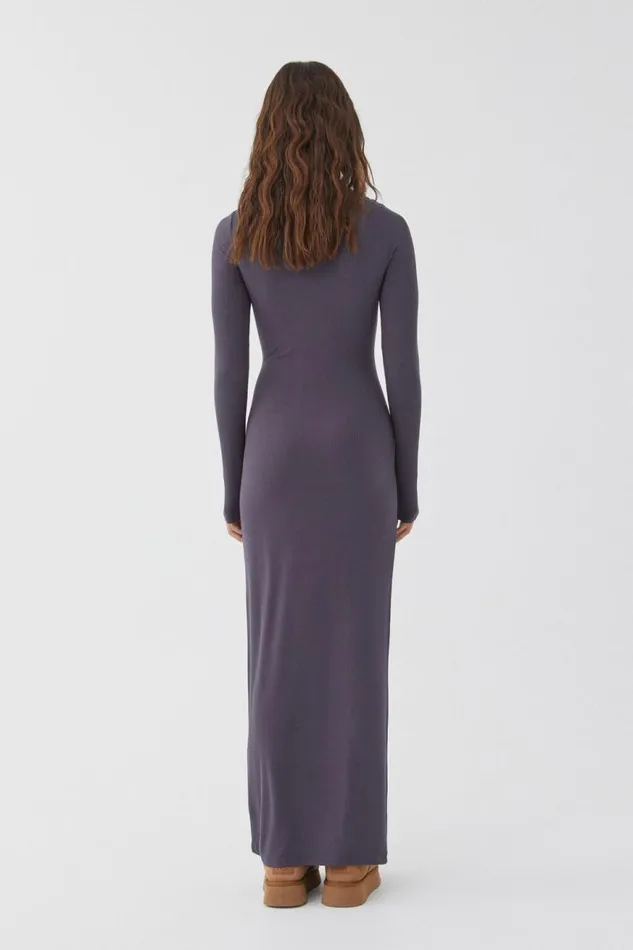 Clothing Supr Maxi Dresses Bridget Long Sleeve Dress Gun Metal