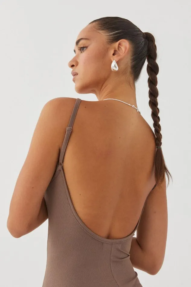 Clothing Supr Maxi Dresses Riley Low Back Maxi Dress Malt Brown