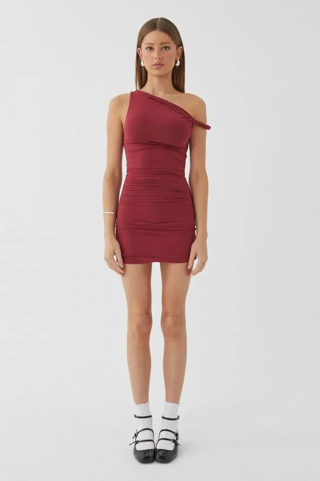 Clothing Supr Mini Dresses Soft Brianna Mini Dress Deep Cherry