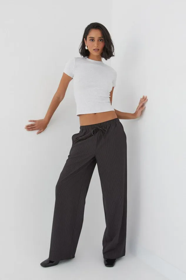 Clothing Supr Pants Piper Pull On Pant Charcoal Pinstripe