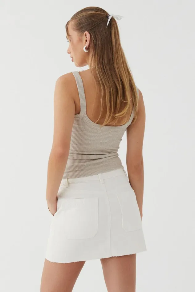 Clothing Supr Skirts Carpenter Denim Mini Skirt Warm White