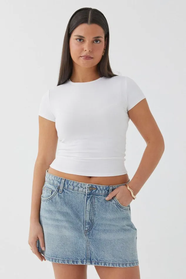 Clothing Supr Skirts Maya Denim Mini Skirt Canyon Blue