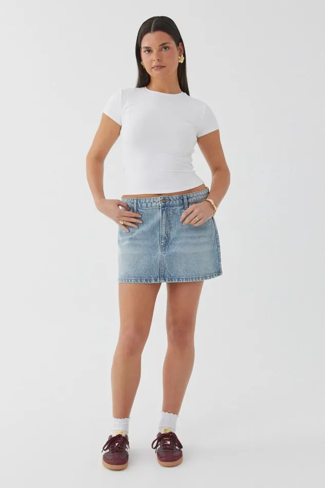 Clothing Supr Skirts Maya Denim Mini Skirt Canyon Blue