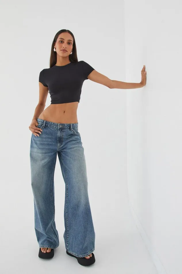 Clothing Supr T Shirts Luxe Cropped Short Sleeve Top Black