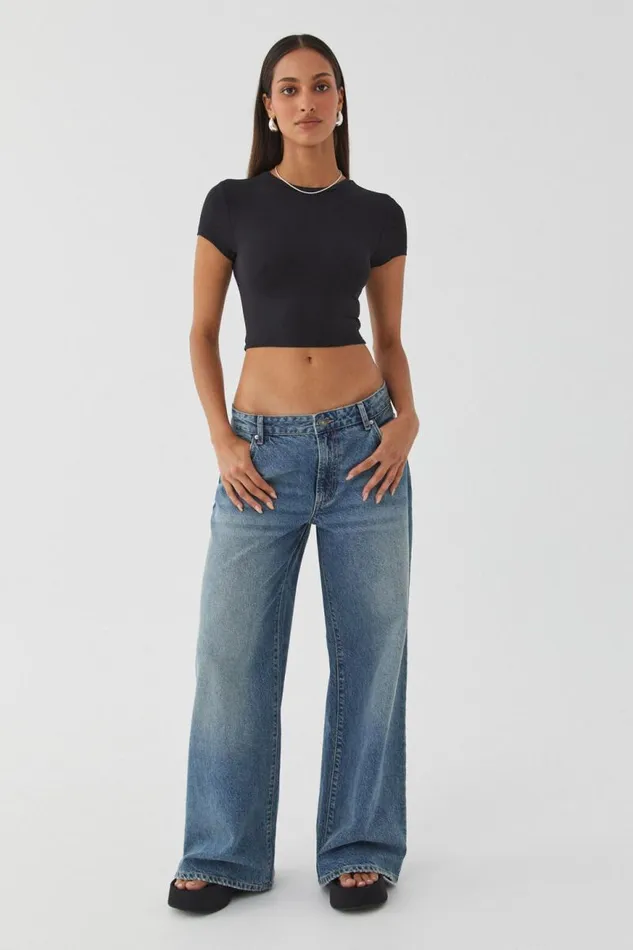 Clothing Supr T Shirts Luxe Cropped Short Sleeve Top Black