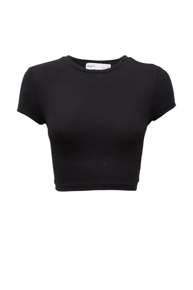 Clothing Supr T Shirts Luxe Cropped Short Sleeve Top Black