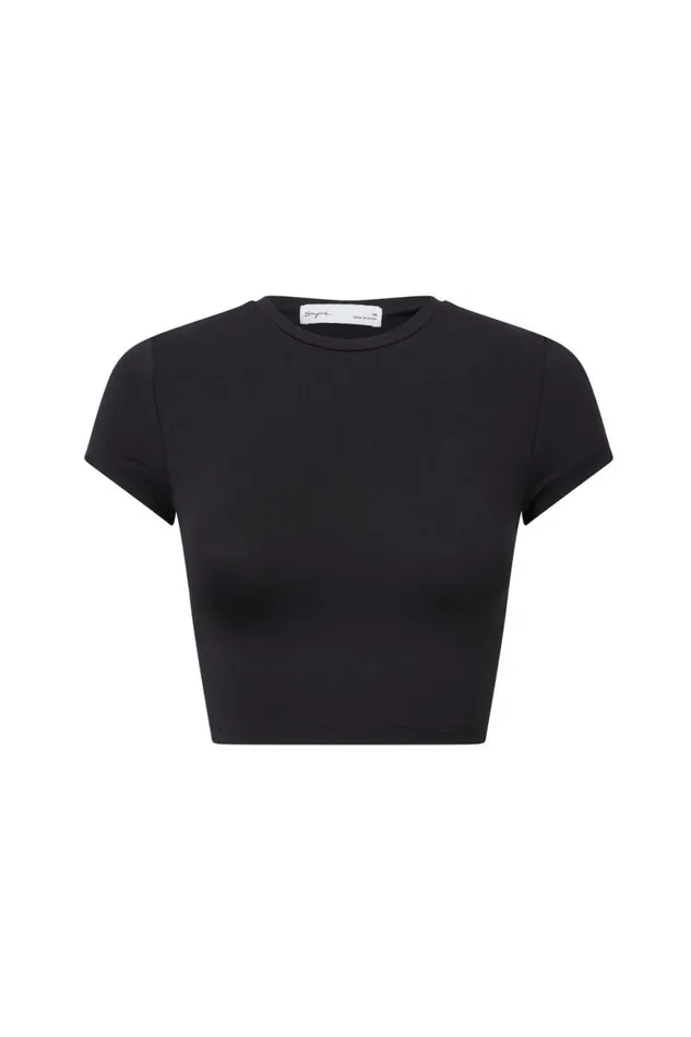 Clothing Supr T Shirts Luxe Cropped Short Sleeve Top Black