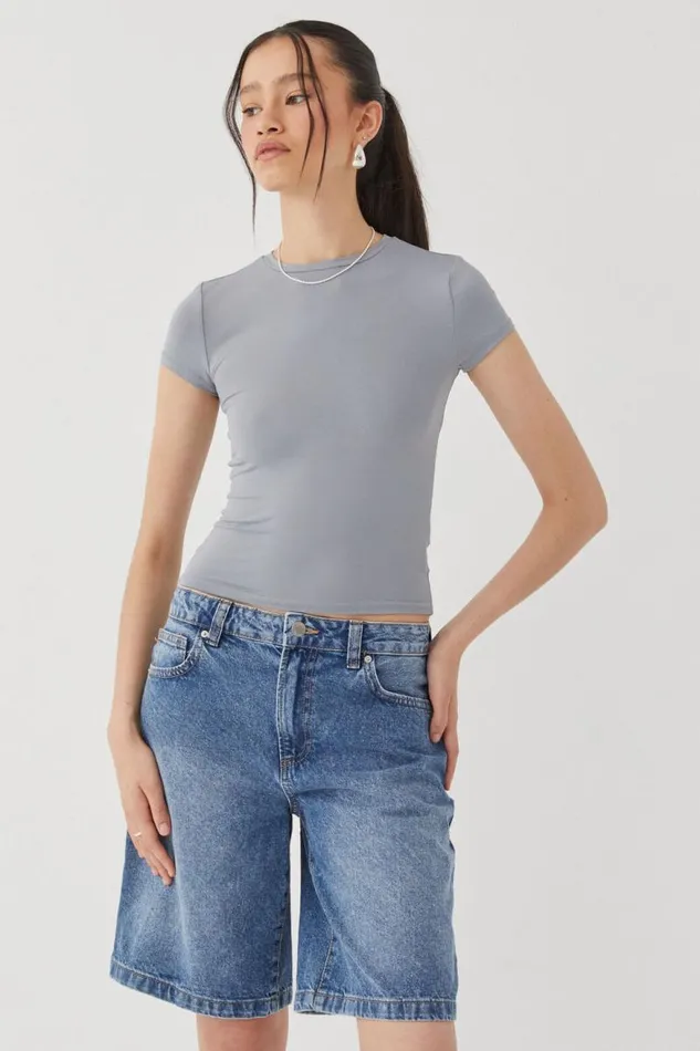 Clothing Supr T Shirts Luxe Longline Tee Moonlight Grey